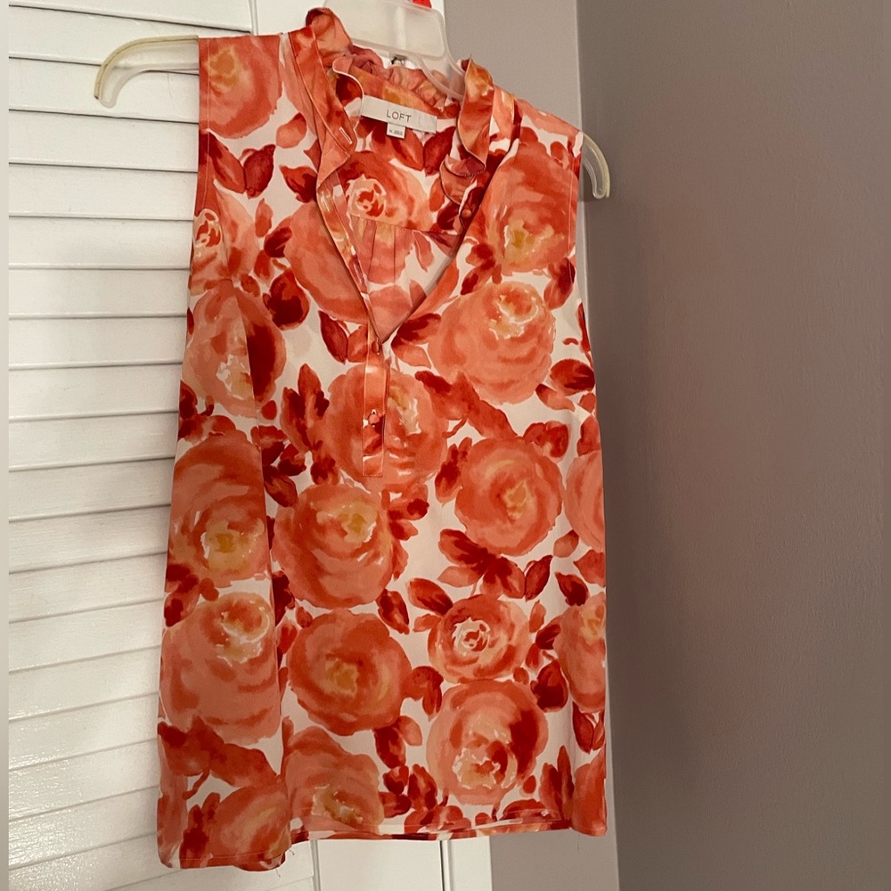 LOFT Pink flower blouse